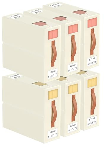 Aokeyee Bed Sheet Organizers and Storage - 6 Pack (Queen or King Size),Foldable Storage Box for Duvet Cover Set, Linen Closet Organizer for Bedding Clothes Blankets, Ivory