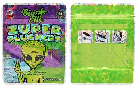 Confezione da 50 sacchetti Cali in Mylar da 3,5 g, richiudibili, in plastica Mylar a prova di odore, sacchetti con chiusura lampo, in foglio di alluminio, impermeabili, ermetici, per caramelle,