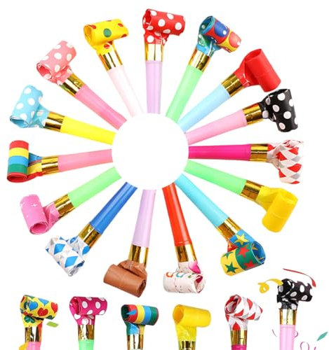 SULIUDAJI 15 Pezzi Trombette Festa Compleanno Trombette Festa Compleanno Corna Multicolore Fischi Colorati Noisemakers Partito Compleanno Celebrazione Colore Casuale