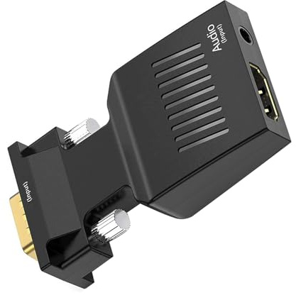 Plyisty VGA till HDMI Adapter med Ljud, 1080P 60Hz, Active VGA till HDMI Video Dongle för PC, Laptop, Projektor