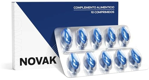 NOVAK – 10 cápsulas de alta dosis para hombres activos – Efecto rápido y acción duradera – Fórmula natural con ginseng, maca, arginina y tribulus terrestris.
