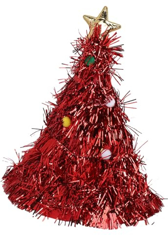 Jiawu Xmas Tree Hat Bedårande Röd PVC-filtmössa för Juldräkt för Minnesvärda Semesterbilder