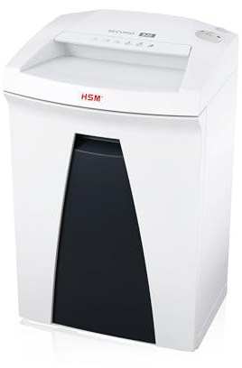 HSM SECURIO B22 Aktenvernichter I Partikelschnitt 3,9x30 mm I Sicherheitsstufe P-4 I Office Schredder für Papier, Kreditkarten, Heft- und Büroklammern I 33l Auffangbehälter I 11 Blatt I 5 J. Garantie