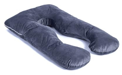 Chillow Original Cuscino Corpo Intero XXL - Cuscino Gravidanza a U e Cuscino Laterale, Supporto Ergonomico per Schiena, Fianchi, Ginocchia e Testa, OEKO-TEX, Fodera Sfoderabile (Grigio, Velluto)