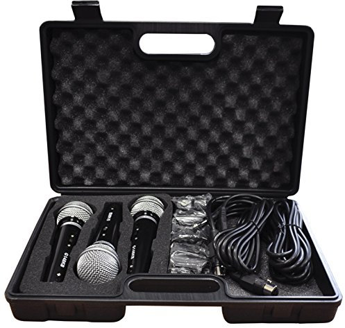 Soundlab Dynamic Vocal Microphone Kit with 3 Plastic Microphones, Leads and Carry Case