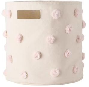 Pehr Pom Pom Basket, Bin (Blush) | 100% Cotton Canvas Storage for Nursery, Playroom & Home | Decorative Organizer | 13”D x 12”H