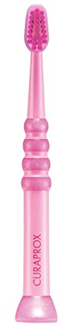 Curaprox Baby Toothbrush – for Babies and Toddlers | Ultra-Soft bristles for Gentle, Joyful Brushing | Pink-Pink | Single Pack | Made in Switzerland