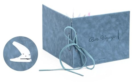 Vegan Leather Postcard Album - Transform Postcards into a Travel Keepsake, Frame & Organize (Bon Voyage)