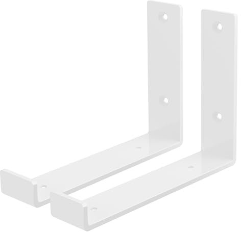 ML-Design 2 Stück Regalhalterung, 20x4x14 cm, Weiß, aus Metall, 8 Zoll Regalhalterungen, Industrielle Regalwinkel, Regalträger für Wandmontage, 90 Grad Wandhalterung, L-Form Wandregal, inkl. Schrauben