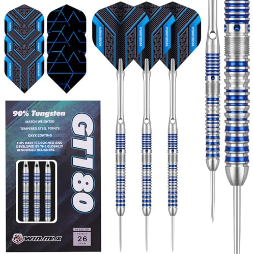 WIN.MAX dartpilar med metallspets 90 % volfram 3 stycken 90 % volfram stålpilar 26 gram