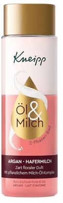 Kneipp 2-Phasen-Bad Argan Hafermilch, luxuriös verwöhnender Badezusatz aus einem pflanzlichen Milch-Öl-Komplex, wertvolles Arganöl und Hafermilch, milde Reinigung und sanfte Pflege, 250ml