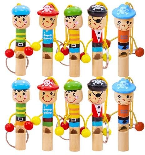 Yiyifor Sifflet Enfant, 10 Pièces Couleur Aléatoire, Sifflet en Bois pour Enfants, Jouet Anniversaire, Pirate