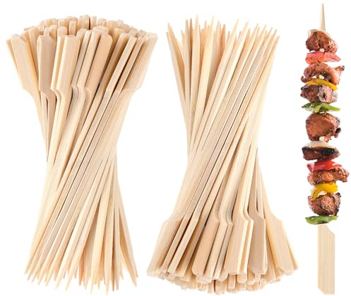 200 Stück 6 Zoll Bambusspieße, Bambusstäbe für Cocktail-Vorspeisen, Zahnstocher, Schaschlikspieße, Picks Paddel, Holzspieße für Cocktail, Obst, Grillen, Getränke, BBQ, Fondue