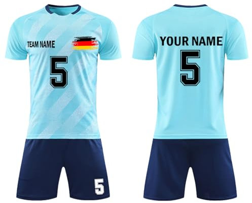 Personalisierte Fussball Trikot Mit Eigenem Namen und Zahl，Customizable Fußball Trikots, Individuelles Fußballtrikot T-Shirt und Shorts Trainingsanzug für Kinder/Erwachsene,4-5 Jahre