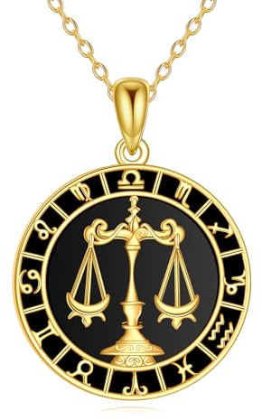 VONALA Libra necklace 925 Sterling Silver Zodiac Sign Pendant Necklaces Round Pendant Personalized Necklace Gift for Women Men