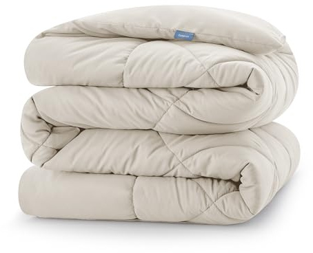 CozyLux Piumone Matrimoniale 240x260 cm per 4 Stagioni, Trapunta Invernale 240 x 260, Piumone Letto in Microfibra 300 g/m², Morbido, Caldo e Traspirante, Lavabile in Lavatrice, 260x240, Beige