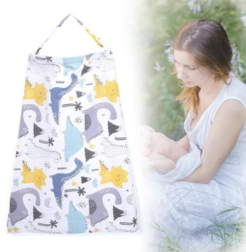 Stillbezug für Babys, Musselin-Stillbezug, Stilltuch für Unterwegs Stillschal Stillschürze, Weicher und Atmungsaktiver Stillschal, verstellbarer Riemen, Geeignet für Autositze (Dinosaurier)