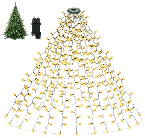 AVANLO Guirnalda luminosa para árbol de Navidad, 400 LED, 2M*20 guirnalda luminosa con anillo, 8 modos de luz, IP44, impermeable, luces de árbol de Navidad para interior exterior de 1,5 m-2,1 m