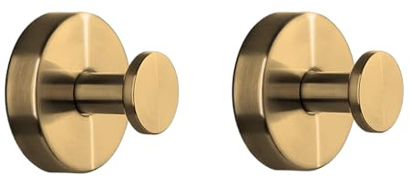 Cyberwork 2 PCS ganchos de acero inoxidable con ventosa. toallero ventosa, ganchos con ventosa sin taladrar, percheros, ganchos de pared, para baño, cocina y oficina (Dorado)