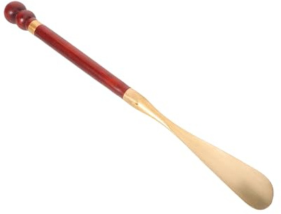 Hemobllo Calzascarpe in Legno Punta in Ottone 35 CM Aiuto per Indossare Scarpe da Viaggio Portatile Dispositivo Antiscivolo per Anziani Donne e