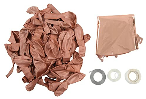 Ballonggirlandersats Naturlatex och folieballonger med fast remsa och tejp för festbröllop födelsedagsdekorationer 66 delar blå blandning (Rose guld)