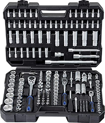 Projahn Proficraft Steckschlüssel Satz 182-tlg. (mit 6-Kant 1/4 Zoll & 3/8 Zoll & 1/2 Zoll Einsätze; Schrauberbits, Knarren 72 Zähne, Kunststoffkoffer) 8664