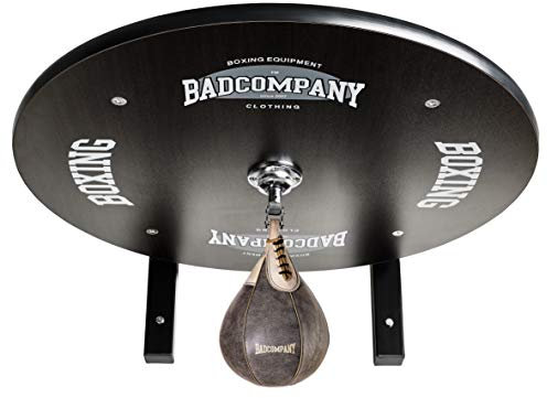 Supreme Speedball Plattform Set inkl. Drehkugellagerung schwarz und Rindsleder Boxbirne med. braun/Boxapparat für die Wandmontage BCA-39