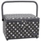 SEMPLIX Nähkorb Größe L, Polka Dots Anthrazit/Grau (30,5x22,5x19cm), Nähkästchen im frechen Punktedesign, Naehkasten in 5 trendigen Farben
