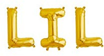 Wuleeuper Lil Balloons 16'' Lil Letter Balloons Banner Sorority Sister Little Big Little Reveal Day Props (Gold)