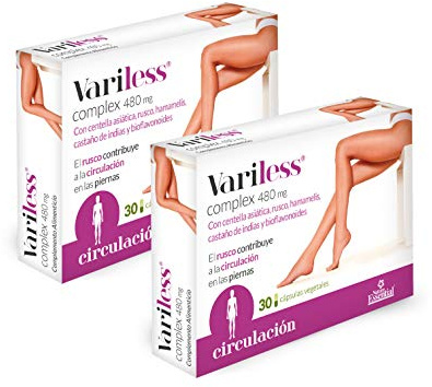 Nature Essential Variless con vid roja, centella asiatica, bioflavonoides, rusco, castaño de indias y hamamelis 680 mg - 30 capsulas, Pack 2 unidades