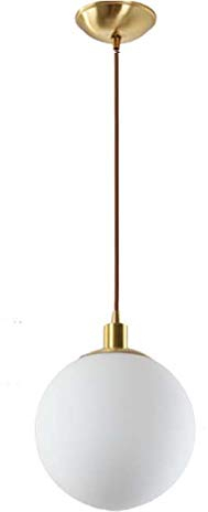 HJXDtech Lámpara Colgante de Globo Moderno Minimalista, Acabado Dorado y Esfera de Cristal Blanco, Altura Ajustable,Lámpara de Techo para Comedor, Salón, Dormitorio y Cocina (30CM)