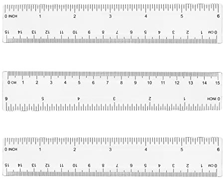 Ainkou 3-Pack Clear Plastic Ruler - 15cm/6 Metric & Imperial, Shatter Resistant, Transparent Straight Measuring Ruler for Students & Offices