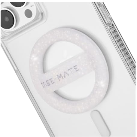 Case-Mate Magnetischer Handygriff Magsafe Loop Grip | Abnehmbarer Handy-griff | Weiche, Zusammenklappbare Magsafe-handygriffe Für Die Rückseite Des Iphone Pro Max 16/15/14/13 - Weißer Funkelnder