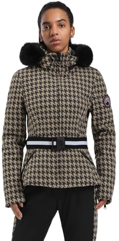 Women's Ski Jacket Snowboard Warm Winter Short Slim Snow Coat Jacket Mountain Windproof Waterproof Insulated Hooded