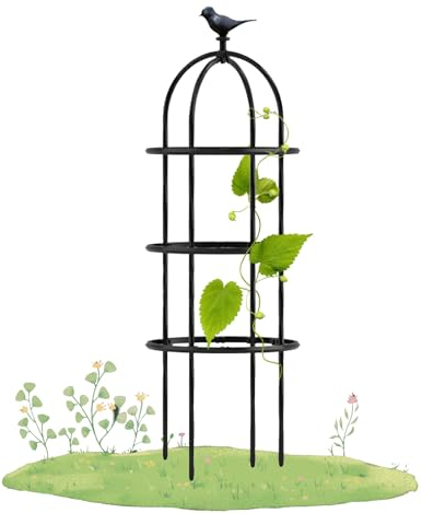 BEEGMA Obelisk Rankhilfe Metall Wetterfest Rankobelisk Gartenspalier 180x50cm 230x50cm 280x50cm 330x50cm für Bepflanzung, Garten Top-Vogeldesign (Color : Black, Size : H330x D50cm(10.8x1.6ft)), SYJSM