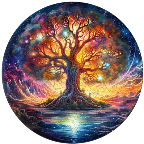 Jigfoxy Holzpuzzle Erwachsene, Baum des Lebens Holz Puzzle Erwachsen, Wooden Puzzle Holz Puzzle Erwachsen, Einzigartiges Lernspielzeug in Tierform für Freunde der Familie L-34.5 * 34.5cm-300pcs