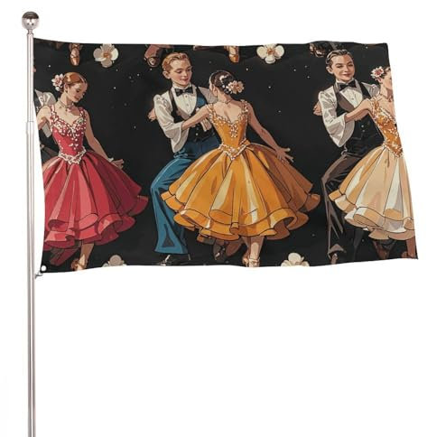 Drapeaux verticaux de 60 x 90 cm pour extérieur, salle de bal, danse, décoration de petit motif, drapeaux de bienvenue, bannières robustes 200D pour cour de vacances