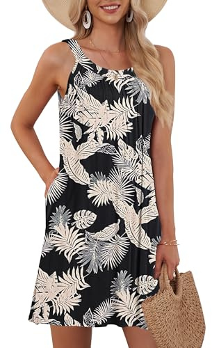 AUSELILY Robes De Plage sans Femme Manches pour Femmes Robes Courtes Décontractées pour Les Vacances Forêt Tropicale XXL