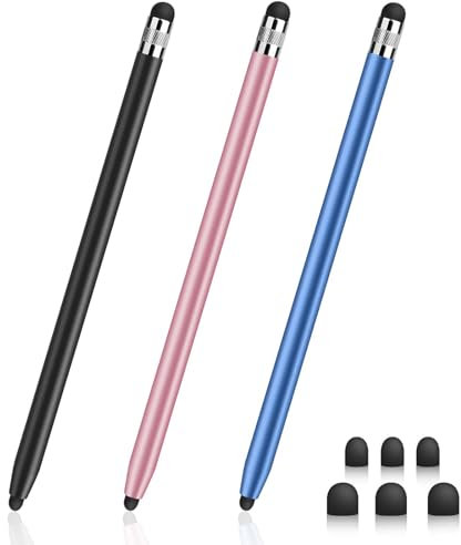 3 Stück Tablet Stift, Touchscreen Stift 2 in 1 Gummi Stylus Touch Pen, Touchscreen Stift Hochpräzise Faserspitze, Universal Stylus Pen Kompatibel mit alle Handys/Tablets/Smartwatches