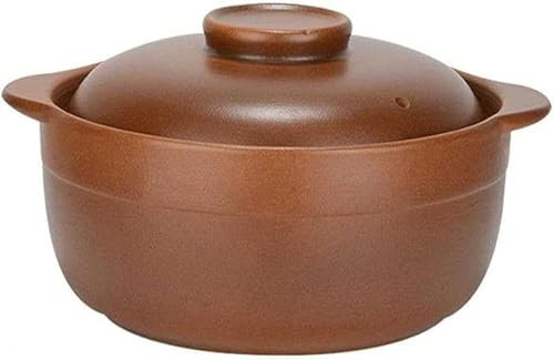Olla de arcilla Earthen - Cacerola con tapa para fuego abierto y cocción lenta, cacerola de cerámica para estilo culinario antiguo