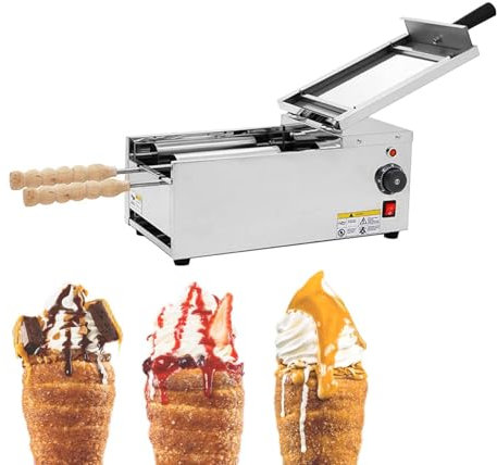 Forno A Camino Per Panini Elettrico Da 1500 W, Grill Per Coni Gelato In Acciaio Inox, Macchina Per Cake Pop Professionale, Con Tagliapasta, Finestra Di Visualizzazione