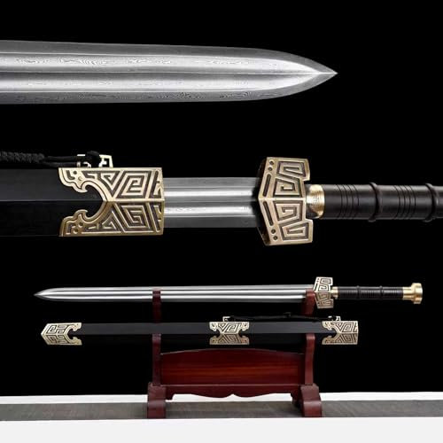 Chinesisches Schwert,traditionelles Schmiedeverfahren,handgefertigtes gerades Schwert,Scheide aus natürlichem Ebenholz