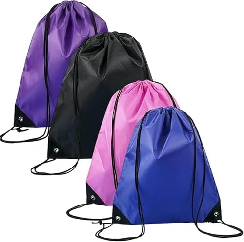 kofihety 4-Pack Waterproof Drawstring Gym Bags – Lightweight Polyester Sports Backpacks for Swim, Gym, Beach & Travel – Durable, Spacious & Portable Swimming Bags – Quick Access & Versatile Daily Use