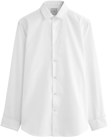 NEXT Hombres Camisa de Cuidado fácil con puño Doble de Corte estándar Blanco 46