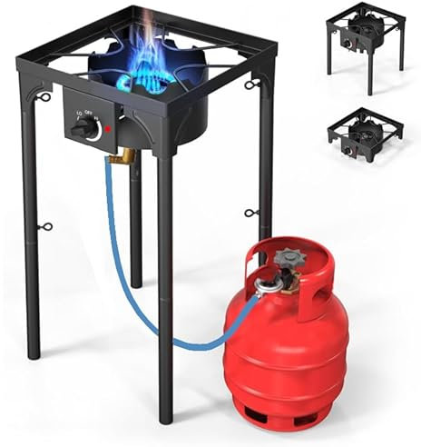 SOLEILUX Fornellone Fornello 40x40cm 3 IN 1 Rialzato Da Esterno Gpl Con Accensione Piezo H 81cm - NERO