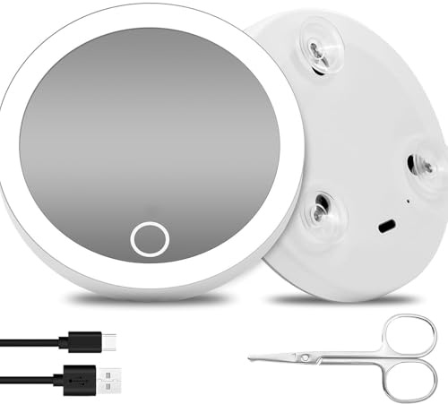 Yooghuge Ventosa Ingrandimento Occhiali Viaggio Trucco Cosmetico Portatile Con Illuminazione Per Viaggi E Bagno Uso Potente Ventosa