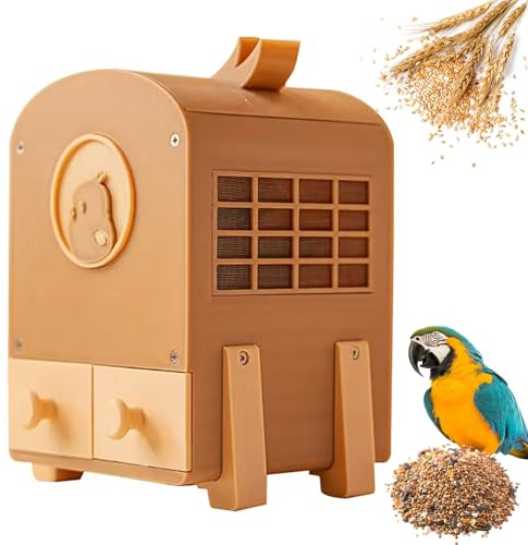 Bird Feed Blown Shell Splitter, Electric Parrot Feed Grain Winnower Machine, Birds Blowing Machine, 3 Wind Speed ​​Adjustment, Enlarged Feeding Port, for Millet, Grains, Melon Seeds, Pockmark