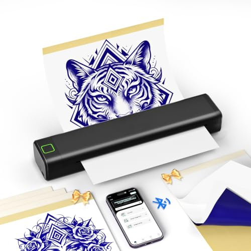 LFPERT Portable Tattoo Stencil Printer, Bluetooth Tattoo Printer, Black | Supports tattoo stencil printing via Bluetooth & USB. Compatible with mobile devices, tablets and computers