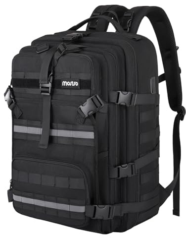 MOSISO Motorrad Rucksack Grosse Kapazität, Helmrucksack Anti-Diebstahl, Reflektierend, Helm Rucksack Laptopfach Mit USB-Ladeanschluss, Motorrad Rucksäcke Für Wandern Reisen Outdoor Arbei, Schwarz