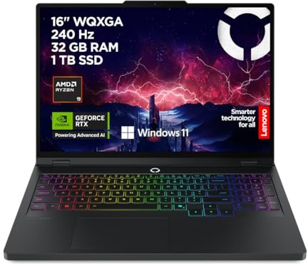 Lenovo Legion Pro 5 Gaming Laptop - Display IPS WQXGA 16 240Hz, NVIDIA GeForce RTX 5070 8GB, AMD Ryzen 9 8945HX, RAM 32GB, SSD 1TB, Windows 11 Home, Tastiera RGB italiana - Eclipse Black